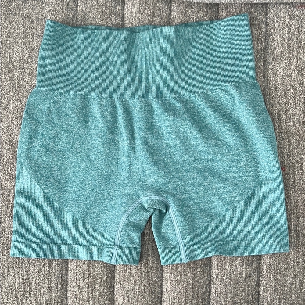 Teal High-Waisted Bike Shorts, M